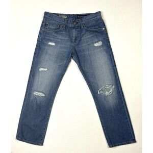 AG Adriano Goldschmied Jeans Women's 25R Ex Boyfriend Crop Distressed Denim Blue